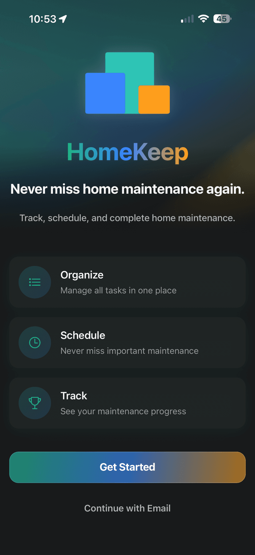 HomeKeep App - Dark Mode
